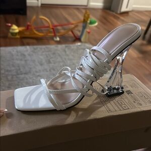 Elegant White Strappy Heels